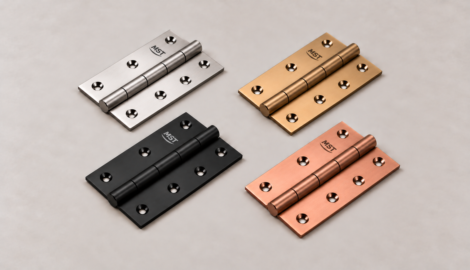 Stainless steel hinges in different colour finishes