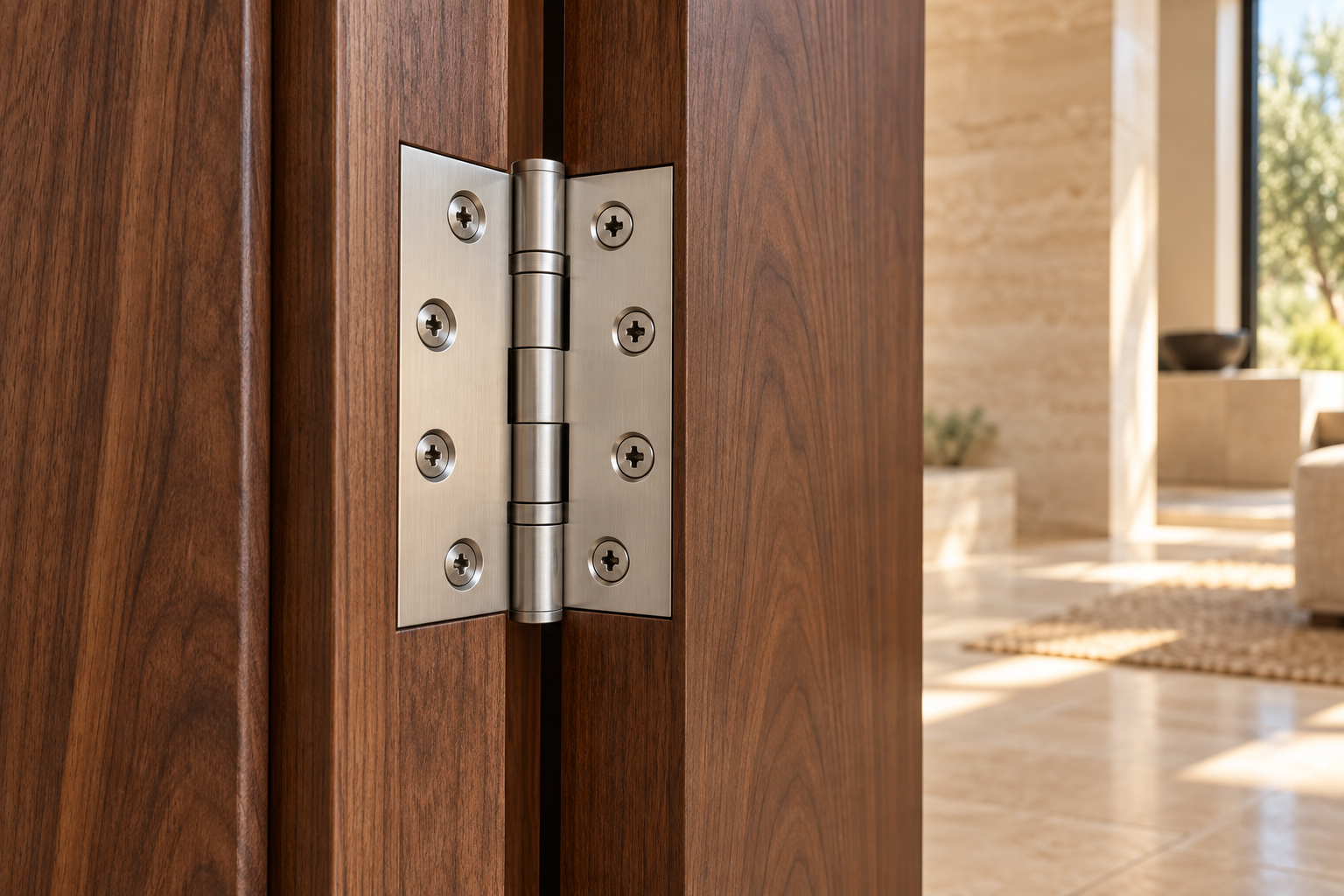 SS304 ball bearing hinge in an architectural doorway